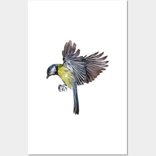 Aussie with Eurasien Blue Tit Posters and Art